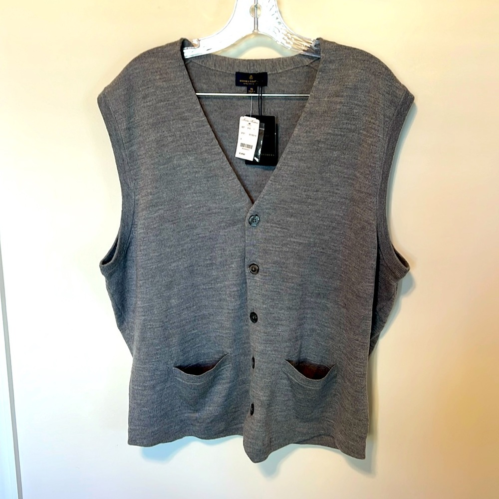 Brooks Brothers Men’s Merino Wool Sweater Vest / Brand NWT / Size XL / Gray